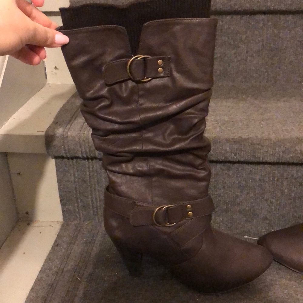 Brown Boots with sweater/sock top